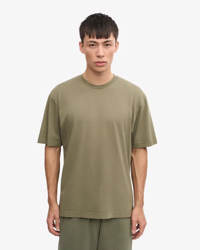 T-shirt oversize en coton bio - Olive poussiéreux