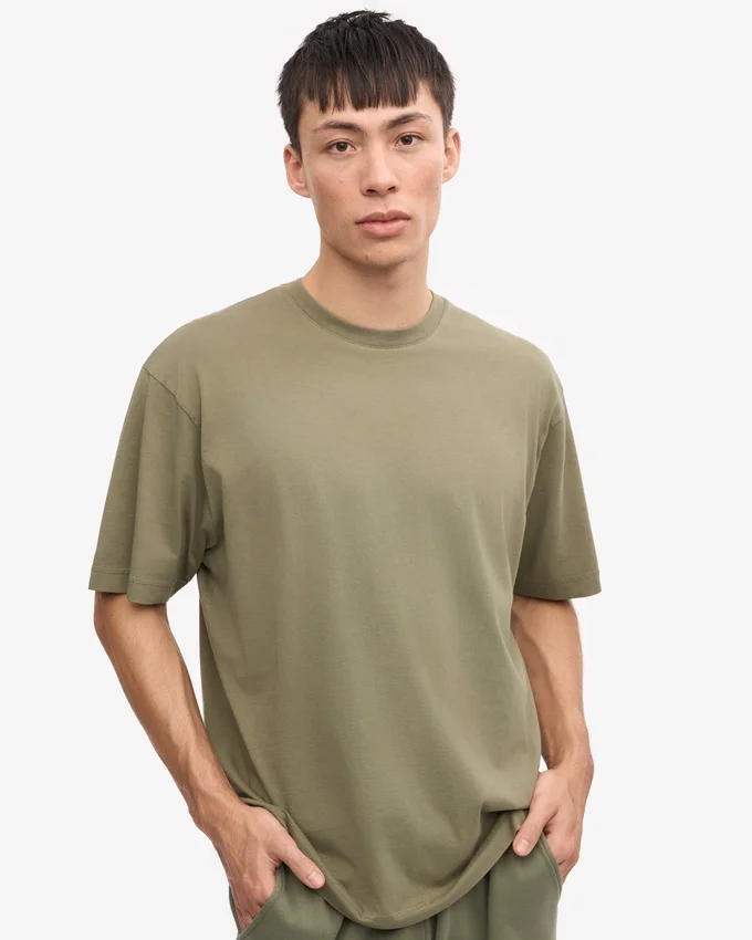 T-shirt oversize en coton bio - Olive poussiéreux