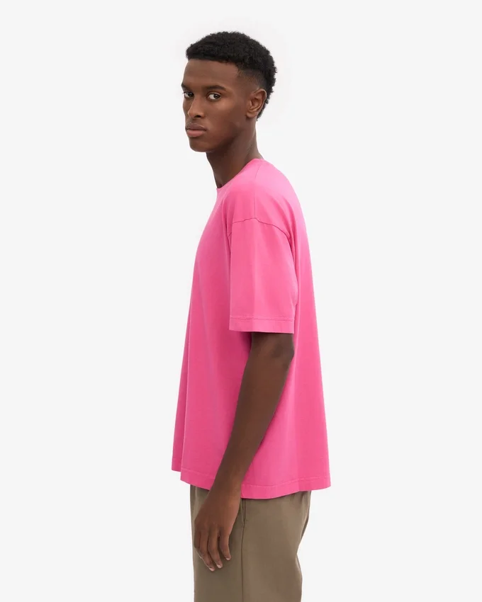 T-shirt oversize en coton bio - Rose bubble-gum