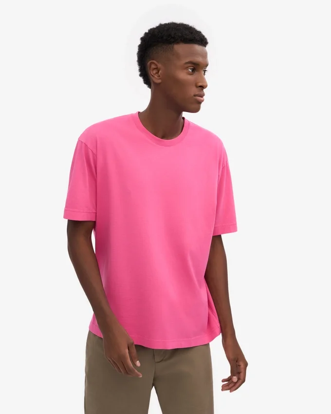 T-shirt oversize en coton bio - Rose bubble-gum