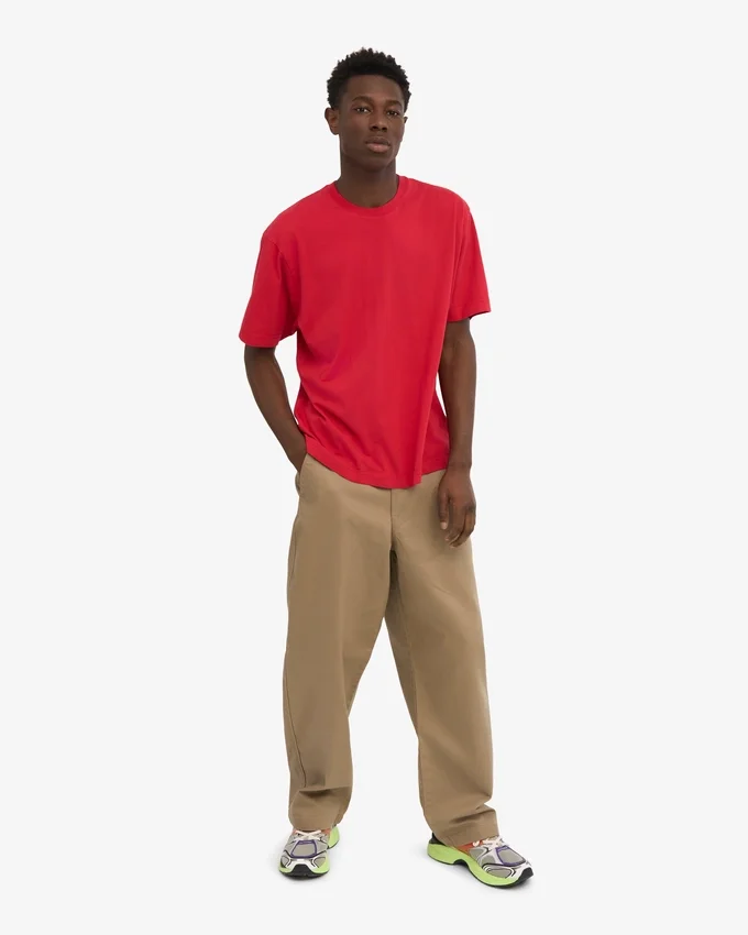 T-shirt oversize en coton bio - Rouge écarlate