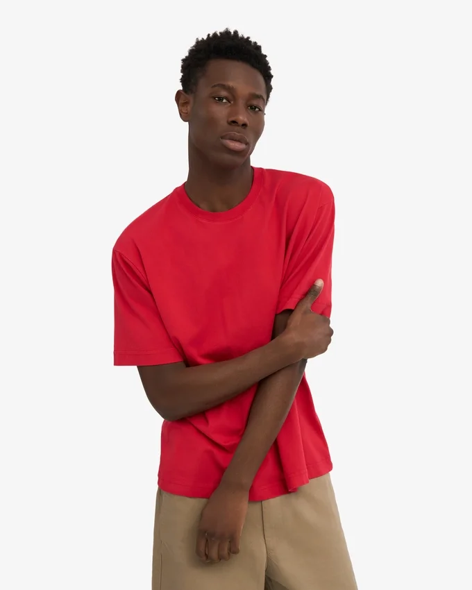 T-shirt oversize en coton bio - Rouge écarlate