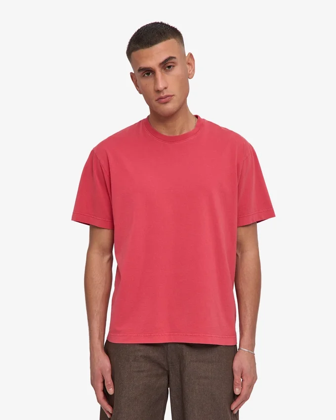 T-shirt oversize en coton bio - Rouge délavé
