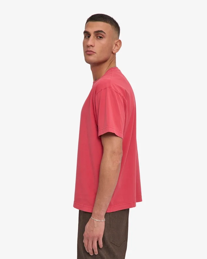 T-shirt oversize en coton bio - Rouge délavé