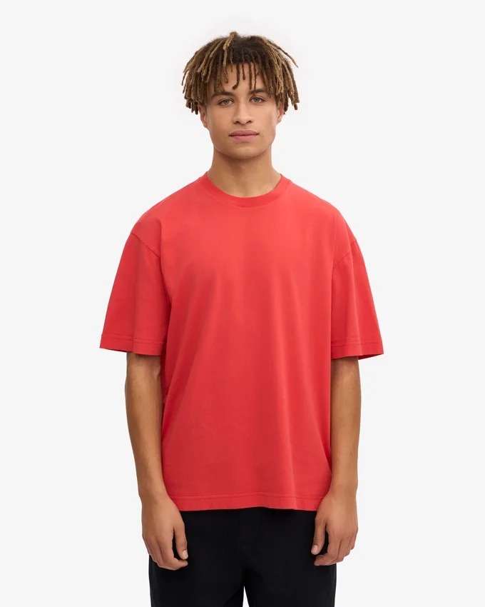 T-shirt oversize en coton bio - Rouge mandarine