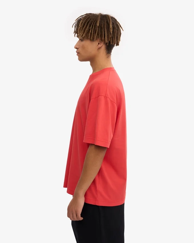 T-shirt oversize en coton bio - Rouge mandarine