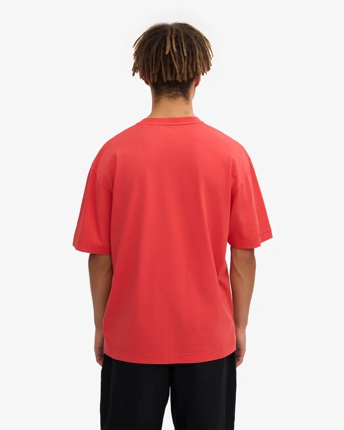 T-shirt oversize en coton bio - Rouge mandarine