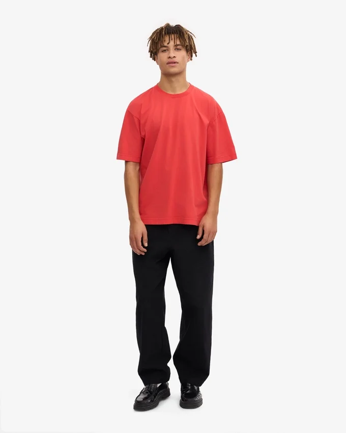 T-shirt oversize en coton bio - Rouge mandarine
