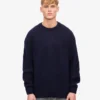 T-shirt oversize en laine mérinos - Bleu marine