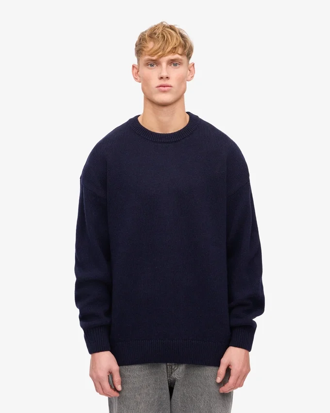 T-shirt oversize en laine mérinos - Bleu marine