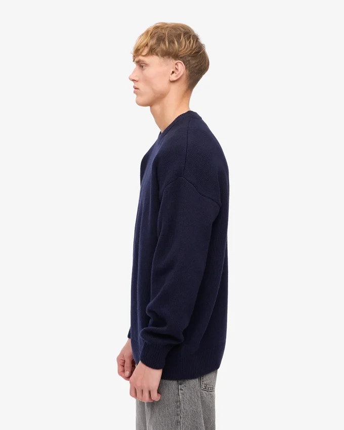 T-shirt oversize en laine mérinos - Bleu marine