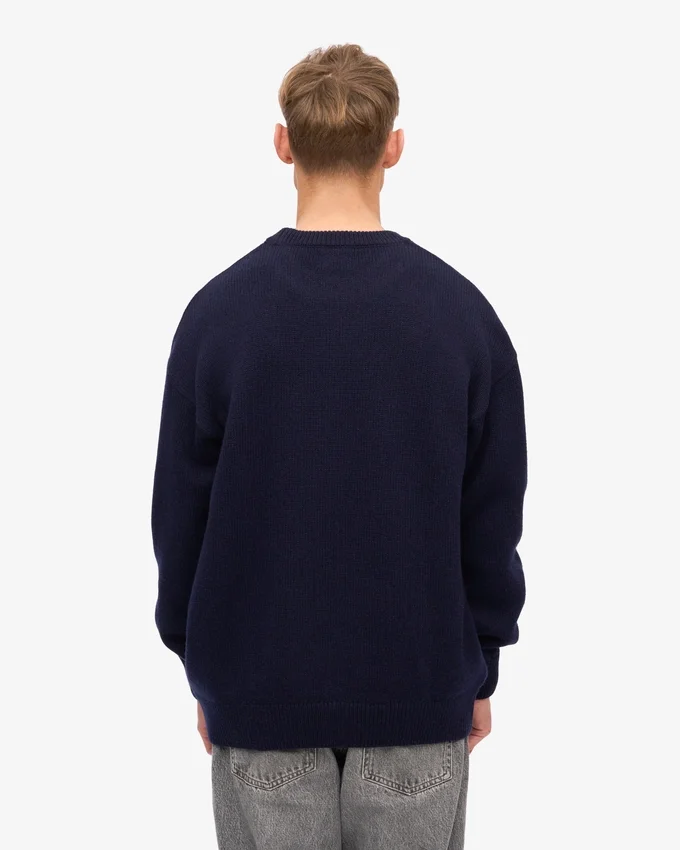 T-shirt oversize en laine mérinos - Bleu marine