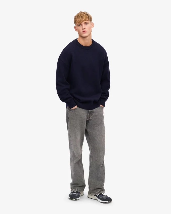 T-shirt oversize en laine mérinos - Bleu marine