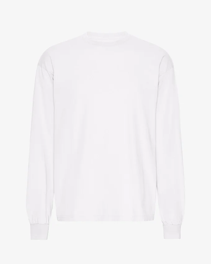 T-shirt oversize à manches longues en coton bio - Blanc optique