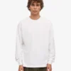 T-shirt oversize à manches longues en coton bio - Blanc optique