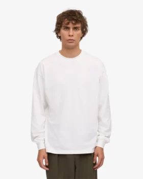 T-shirt oversize à manches longues en coton bio – Blanc optique