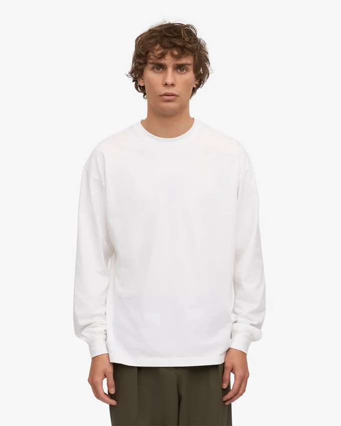 T-shirt oversize à manches longues en coton bio - Blanc optique