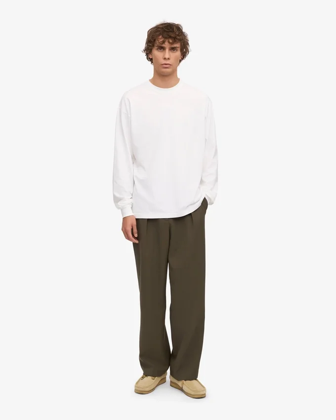 T-shirt oversize à manches longues en coton bio - Blanc optique