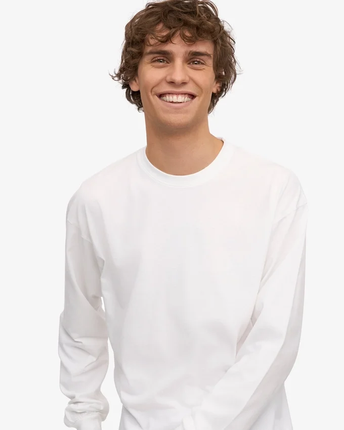 T-shirt oversize à manches longues en coton bio - Blanc optique