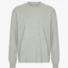 T-shirt oversize à manches longues en coton bio - Gris chiné