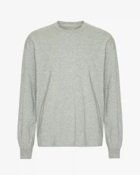T-shirt oversize à manches longues en coton bio - Gris chiné