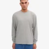 T-shirt oversize à manches longues en coton bio - Gris chiné