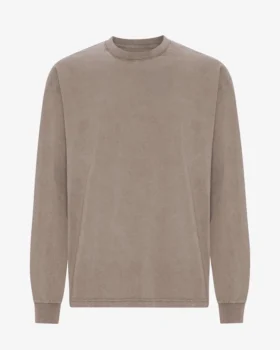 T-shirt oversize à manches longues en coton bio - Kaki délavé