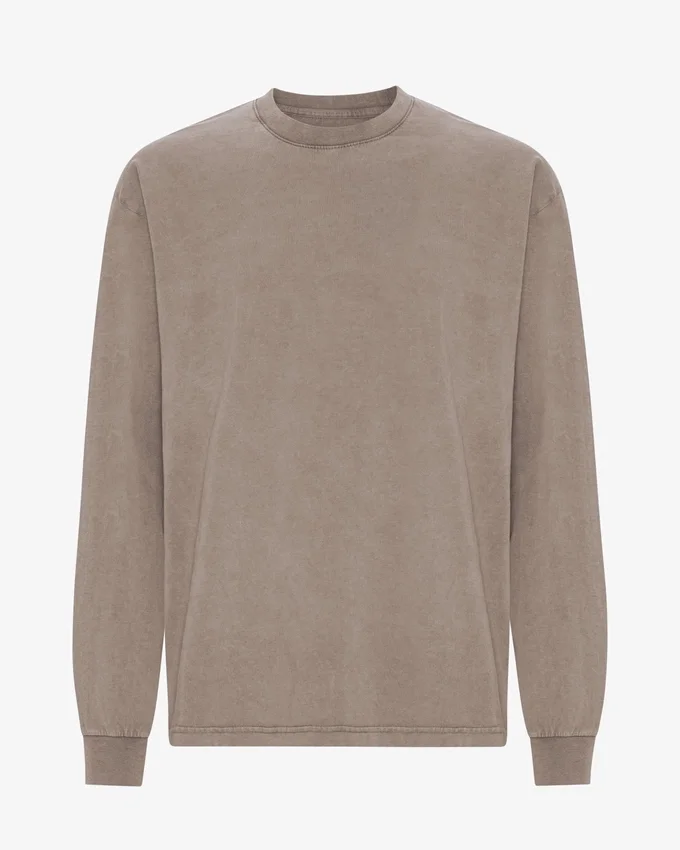 T-shirt oversize à manches longues en coton bio - Kaki délavé