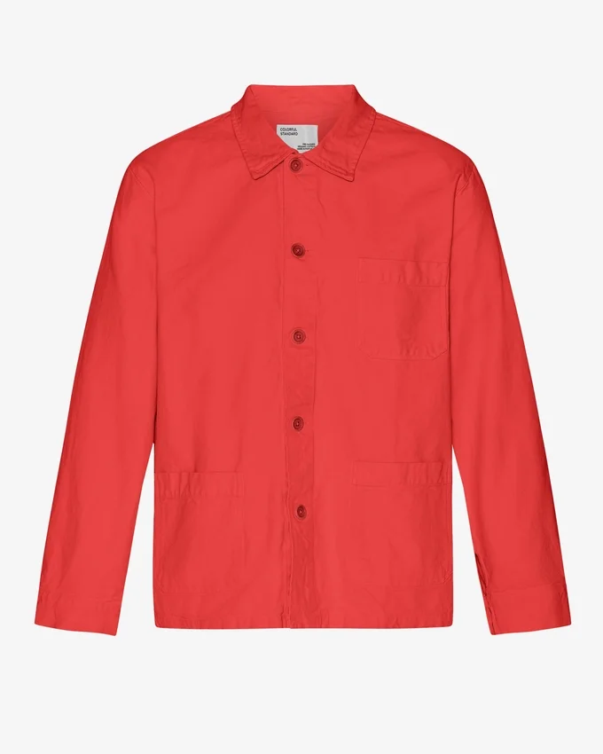 Veste de travail bio - Rouge mandarine