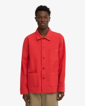Veste de travail bio – Rouge mandarine