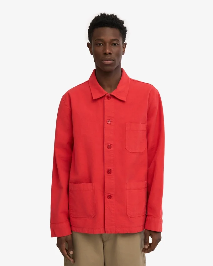 Veste de travail bio - Rouge mandarine