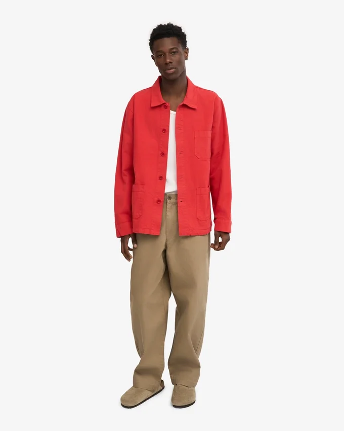 Veste de travail bio - Rouge mandarine