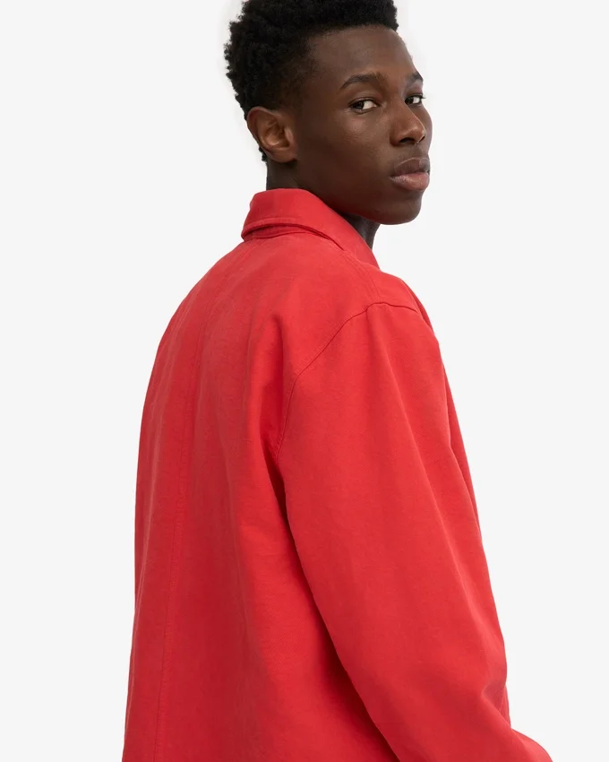 Veste de travail bio - Rouge mandarine