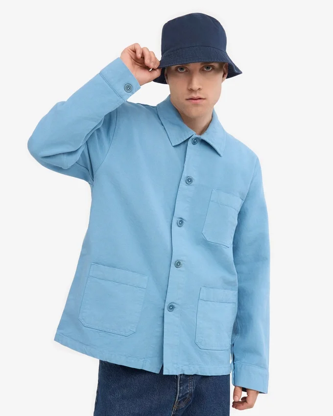 Veste de travail en coton bio - Bleu bord de mer