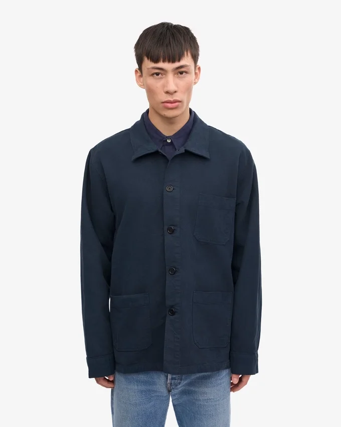 Veste de travail en coton bio - Bleu marine