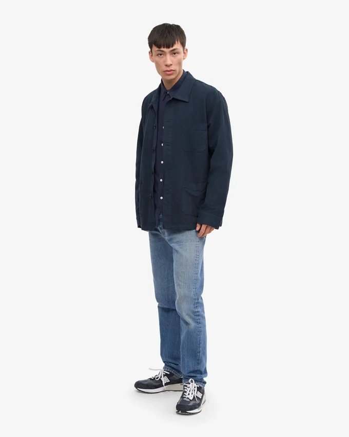 Veste de travail en coton bio - Bleu marine