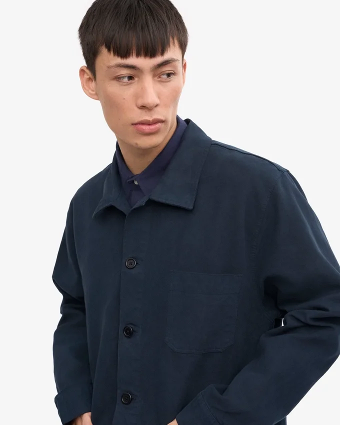 Veste de travail en coton bio - Bleu marine