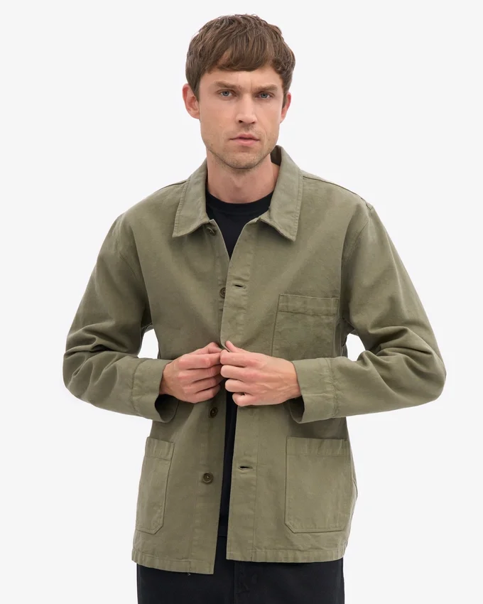 Veste de travail en coton bio - Olive poussiéreux